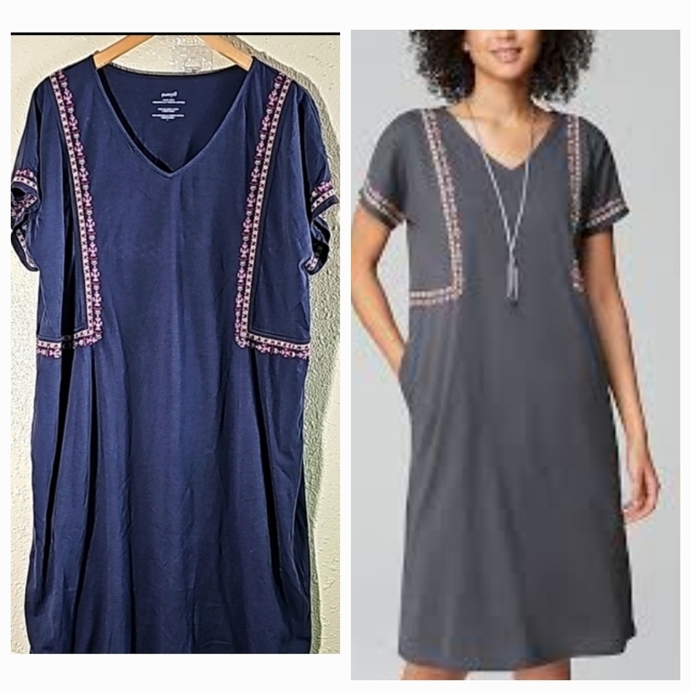 J Jill Embroidered Midi Dress